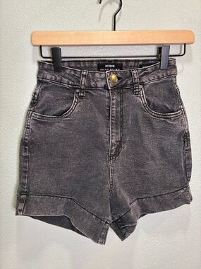 Cotton On High Rise Gray Denim Shorts Rolled Cuff Women’s 4